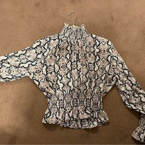 Snake Print High Neck Blouse